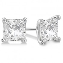 Square Diamond Stud Earrings Martini Setting In 14K White Gold