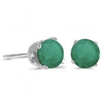 0.96ct Emerald Stud Earrings May Birthstone 14k White Gold