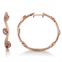 Diamond Accented Vine Leaf Loop Earrings 14k Rose Gold (0.36ct)