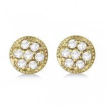 Antique Style Push Back Diamond Earrings Milgrain Edged 14k Yellow Gold (0.30ct)