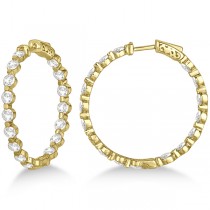 Medium Round Floating Diamond Hoop Earrings 14k Yellow Gold (6.80ct)