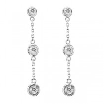 Lab Grown Diamond Drop Earrings Bezel-Set Dangles 14k White Gold (1.00ct)