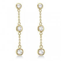 Diamond Drop Earrings Bezel-Set Dangles 14k Yellow Gold (0.50ct)
