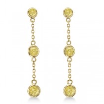 Fancy Yellow Lab Grown Diamond Station Drop Earrings 14k Yellow Gold (1.00ct)