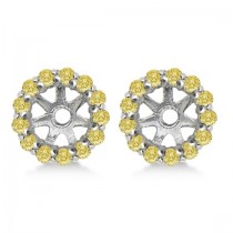 Round Yellow Diamond Earring Jackets for 6mm Studs 14K W. Gold (0.55ct)