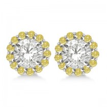 Round Yellow Diamond Earring Jackets for 6mm Studs 14K W. Gold (0.55ct)