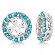 Vintage Fancy Blue Diamond Earring Jackets 14k White Gold (0.40ct)