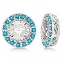 Vintage Fancy Blue Diamond Earring Jackets 14k White Gold (0.40ct)