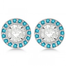 Vintage Fancy Blue Diamond Earring Jackets 14k White Gold (0.40ct)