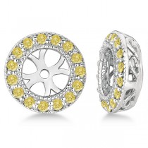 Vintage Fancy Yellow Diamond Earring Jackets 14k White Gold (0.22ct)