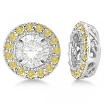 Vintage Fancy Yellow Diamond Earring Jackets 14k White Gold (0.22ct)
