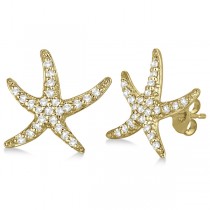 Lab Grown Diamond Starfish Earrings 14k Yellow Gold (0.50ct)
