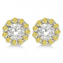 Round Yellow Diamond Earring Jackets for 6mm Studs 14K W. Gold (0.80ct)