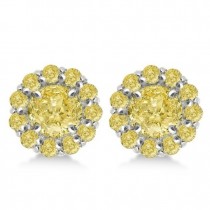 Round Yellow Diamond Earring Jackets for 7mm Studs 14K W. Gold (0.90t)