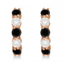 Prong Set Black & Lab White Diamond Hoop Earrings 14k Rose Gold (1.94ct)