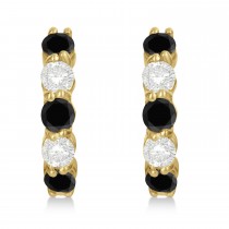 Prong Set Black & Lab White Diamond Hoop Earrings 14k Yellow Gold (1.94ct)
