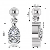 Lab Grown Diamond Dangling Pear Earrings 14k White Gold (2.00ct)