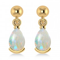 Lab Opal Dangling Pear Earrings 14k Yellow Gold (2.00ct)
