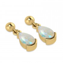 Lab Opal Dangling Pear Earrings 14k Yellow Gold (2.00ct)