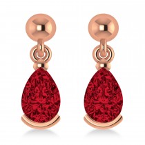 Lab Ruby Dangling Pear Earrings 14k Rose Gold (2.00ct)