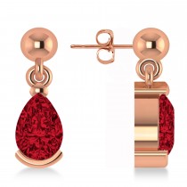 Lab Ruby Dangling Pear Earrings 14k Rose Gold (2.00ct)