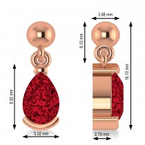 Lab Ruby Dangling Pear Earrings 14k Rose Gold (2.00ct)