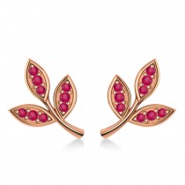 Ruby 3-Petal Leaf Earrings 14k Rose Gold (0.21ct)