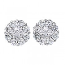 Diamond Clusters Flower Stud Earrings in 14k White Gold (0.54 ctw)