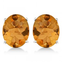 Oval Cut Citrine Stud Earrings in Sterling Silver (4.50ct)