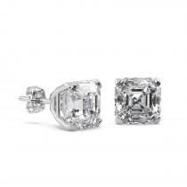 1.50ct. Asscher-Cut Diamond Stud Earrings 14kt White Gold (H, SI1-SI2)