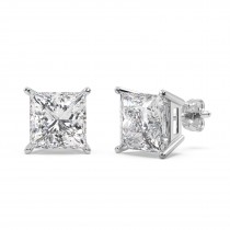 2.50ct. Princess Lab Diamond Stud Earrings 14kt White Gold (G-H, SI1)