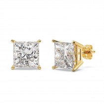 1.50ct. Princess Lab Diamond Stud Earrings 14kt Yellow Gold (F-G, VS1)