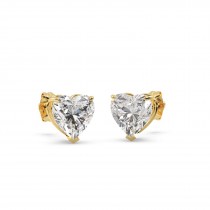 1.00ct Heart-Cut Diamond Stud Earrings 14kt Yellow Gold (G-H, VS2-SI1)