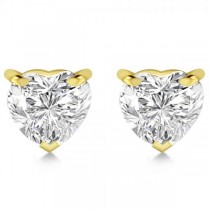 1.00ct Heart-Cut Lab Diamond Stud Earrings 14kt Yellow Gold (F-G, VS1)