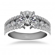 Triple Row Luxury Diamond Engagement Ring 14k White Gold (1.12ct)