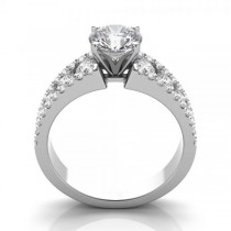 Triple Row Luxury Diamond Engagement Ring 14k White Gold (1.12ct)