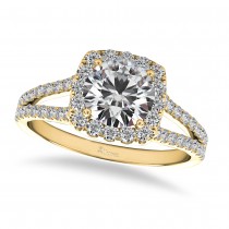 Diamond Square Halo Engagement Ring 14k Yellow Gold (1.50ct)