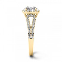 Diamond Square Halo Engagement Ring 14k Yellow Gold (1.50ct)