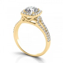 Diamond Square Halo Engagement Ring 14k Yellow Gold (1.50ct)