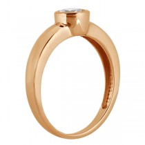 Bezel-Set Solitaire Engagement Ring Setting in 18k Rose Gold