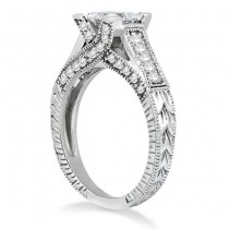 Antique Style Square Diamond Engagement Ring 14K White Gold (0.42ctw)