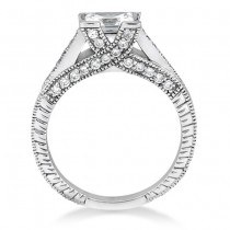 Antique Style Square Diamond Engagement Ring 14K White Gold (0.42ctw)