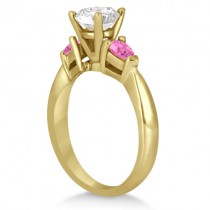 Three Stone Pink Sapphire Engagement Ring 14k Yellow Gold (0.50ct)
