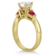 Pear Cut Three Stone Ruby Engagement Ring 18k Yellow Gold (0.50ct)