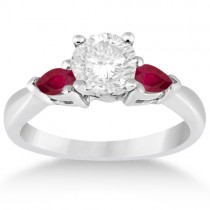 Pear Cut Three Stone Ruby Engagement Ring Palladium (0.50ct)