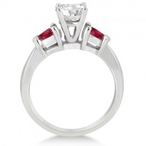 Pear Cut Three Stone Ruby Engagement Ring Palladium (0.50ct)