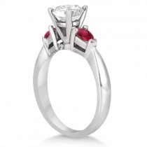 Pear Cut Three Stone Ruby Engagement Ring Palladium (0.50ct)