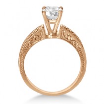 Vintage Solitaire Engagement Ring Setting 14k Rose Gold