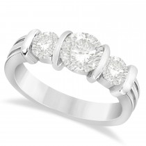 Three Stone Round Diamond Engagement Ring Palladium (1.70ct)