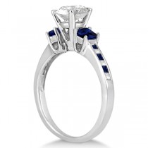 Princess Cut Diamond & Sapphire Engagement Ring Palladium (0.68ct)
